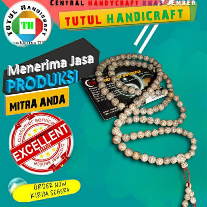 Japamala kalung tasbih bhuda biji rotan ukuran 108+10 mm