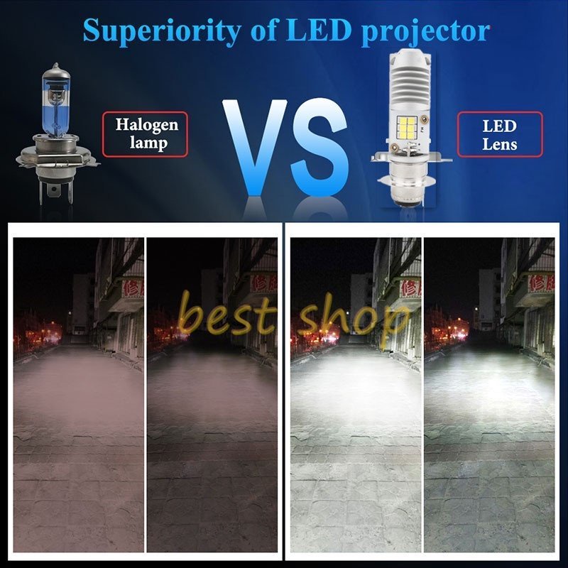 1pc Lampu Depan Led H6 Dua Warna High / Low Beam Untuk Motor / Skuter P15D
