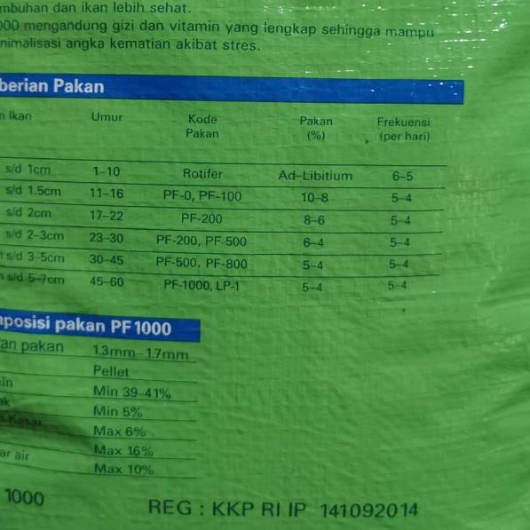 PF1000 / Pakan Pelet Benih Ikan Floating PF 1000