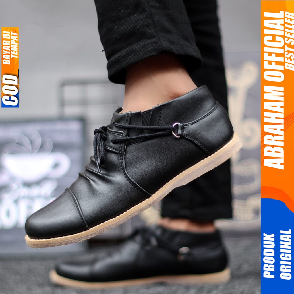 Sepatu Formal Pantofel Kerja Kantor Pria Hitam Abraham Oicon