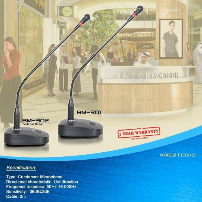 Microphone Mic Kabel Podium Mic Meja Krezt Bm 302 (Bell)