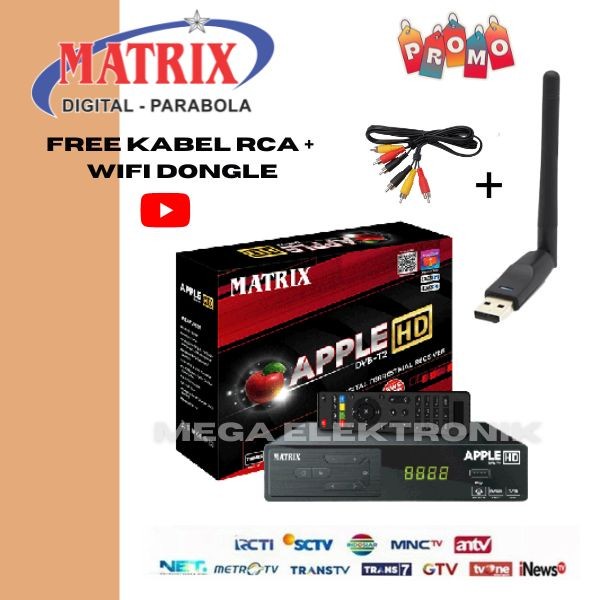 Matrix Apple Merah DVB-T2 Digital SET TOP BOX STB + dongle wifi