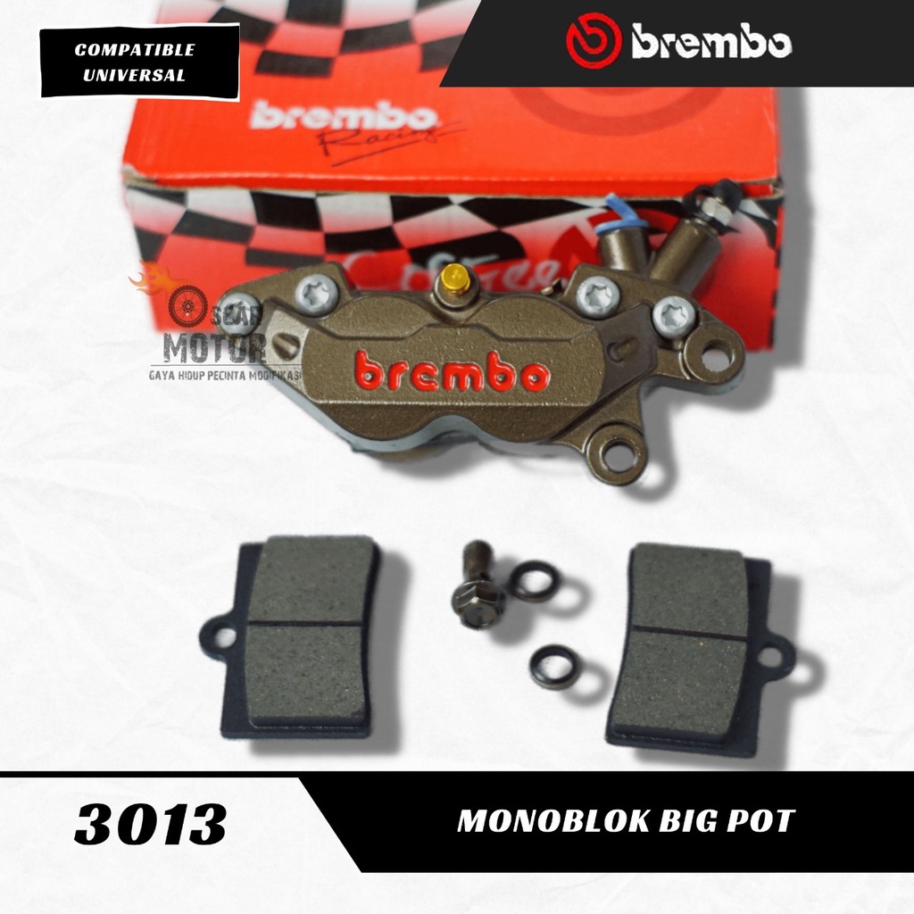 Kaliper 4Piston MONOBLOK Caliper Big Pot Axial Kanan BREMBO Universal   By Mega_Racing