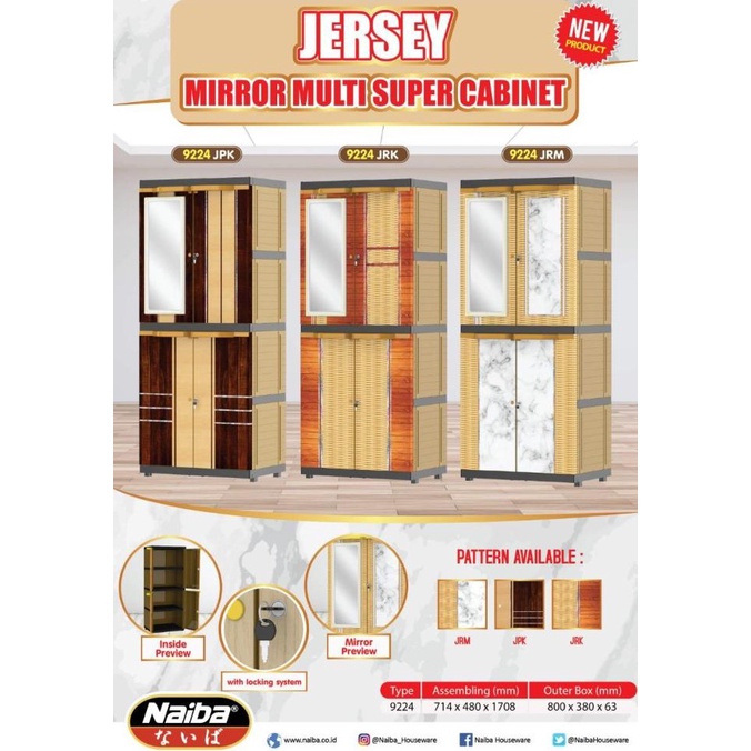 

LEMARI PAKAIAN PLASTIK SUSUN 4 NAIBA 9224 Cermin Khusus BOGOR stock ready