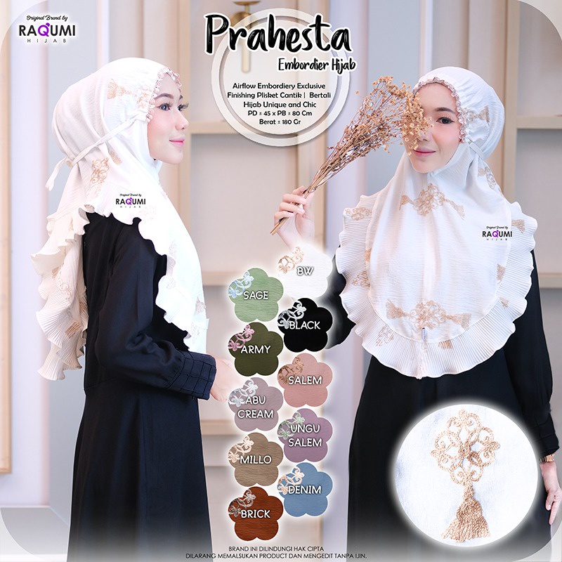 Prahesta Embordier hijab Original Raqumi Hijab Wanita Airflow