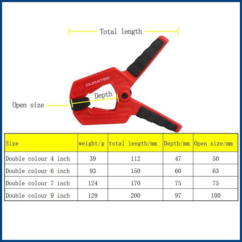 Klip Penjepit Kayu Strong Spring Clamp 4/6/7/9 Inch - Duratec