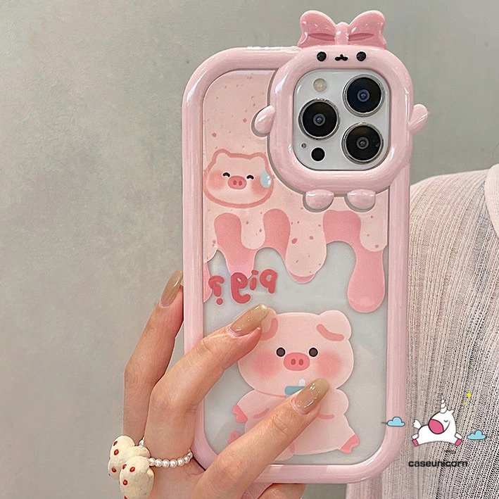 Casing Lensa Monster Busur Kartun 3D Untuk POCO M3 X3 NFC Pro Mi 11Lite Redmi Note9 8 11 11Pro+10 11s 10Pro Redmi9 9A 10 9T 10A 10C A1+9C NFC Teh Susu Lucu Babi Es Soft Cover Krem