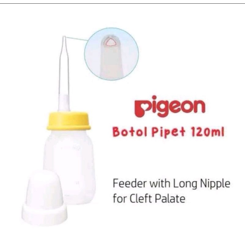 Pigeon Feeder with Long Silicone Nipple 120ml (untuk kondisi bibir sumbing/Micrognathia(pasca operasi))