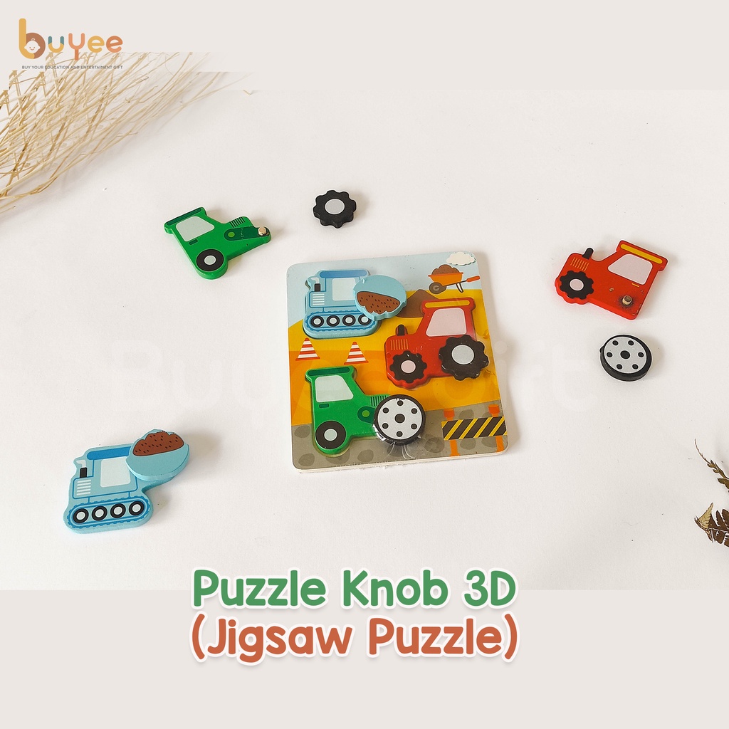 Puzzle Kayu Knob 3D Edukasi Anak | Mainan Jigsaw Puzzle Interaktif