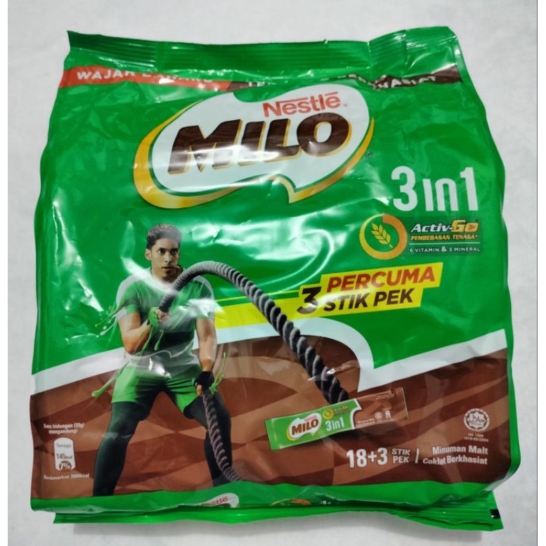 Jual Milo 3in1 Malaysiamilo 3 In 1 Malaysia Isi 183 Stik Shopee Indonesia 9935