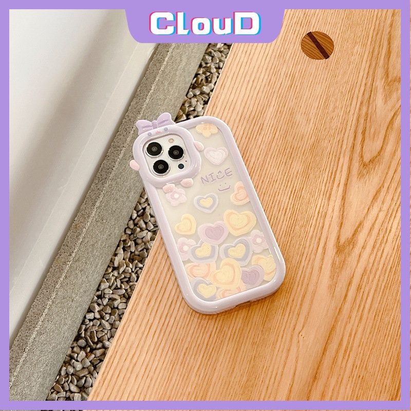 3d Bow Little Monster Lens Phone Case Samsung A14 A04s A73 5G A23 A13 A53 A03s A02S A50s M32 A03 A12 A21s A52 M11 A30s A32 A50 A31 A51 M22 INS Cute Love Heart Shockproof Back Cover