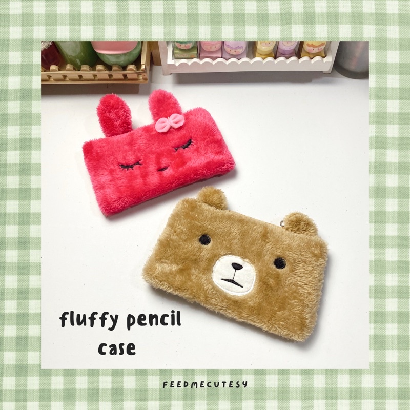 

fluffy pencil case | Feedmecutesy | tas dompet kecil lucu import wanita anak korea