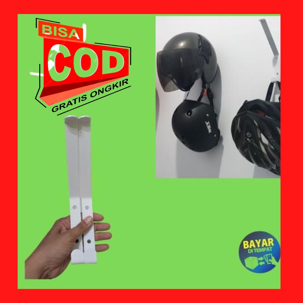Rak Helm Besi / Gantungan Helm Dinding / Tempat Helm Gantung 2 susun - Putih-Rak Besi Dinding-Rak Ja