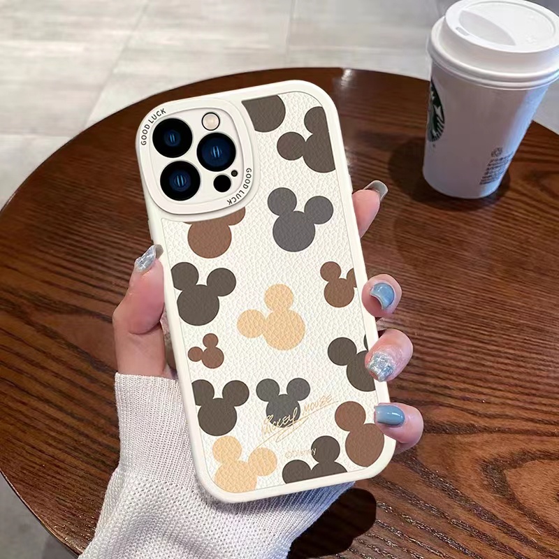 Case Bahan Kulit TPU Motif Mickey Untuk iPhone 14 14pro 14Plus 14prm 13 13pro 13pro 13prm 11 7Plus 8Plus Xr XS 12pro Max