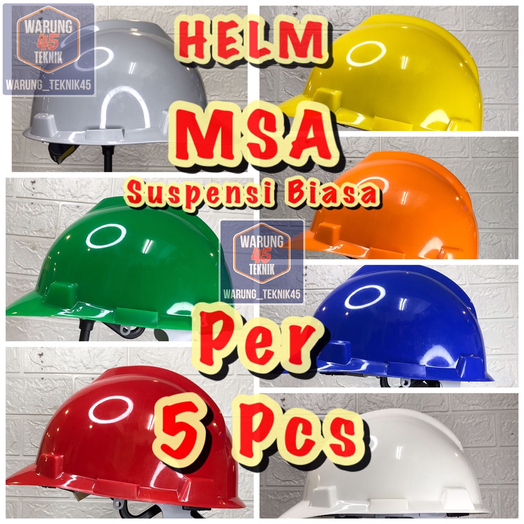HELM PROYEK SAFETY V GUARD MERK MSA SNI LOKAL SUSPENSI STANDARD/5PCS