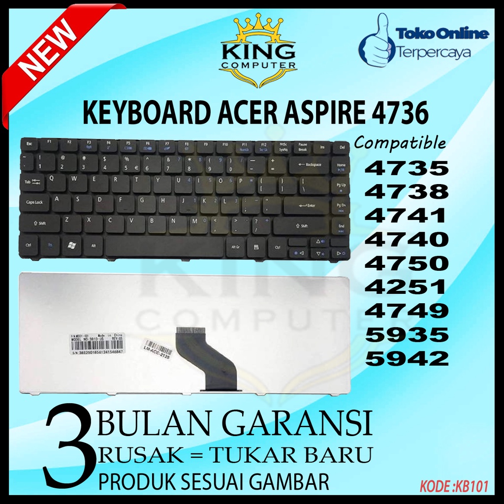 Keyboard Laptop ACER ASPIRE 4736 4739 4741 4738 3810T 4810T 4349 4253 HITAM