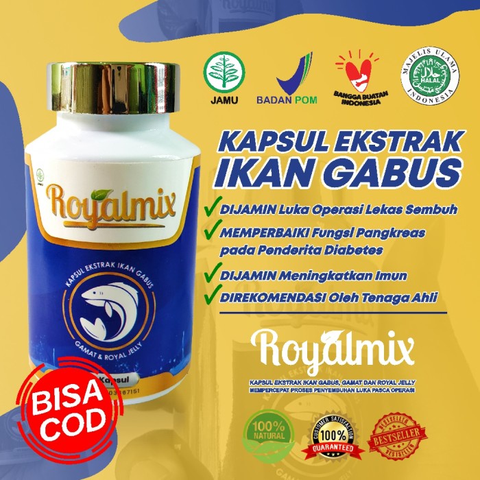 Royalmix Kapsul Kutuk Albumin Ekstrak Ikan Gabus utk Luka cepat sembuh