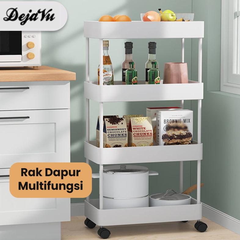 PRODUK- DEJAVU RAK TROLI DORONG RAK BUMBU DAPUR SAYUR TROLEY TINGKAT RAK RODA SALON RAK KAMAR MANDI 