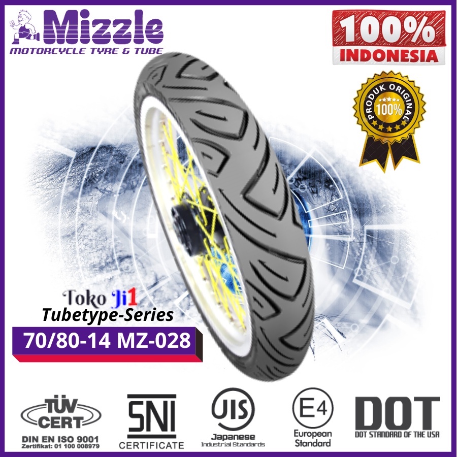 Ban Luar Mizzle MZ028 60/90-14 70/80-14 70/90-14 80/8-14 90/80-14 Tubetype Ring 14