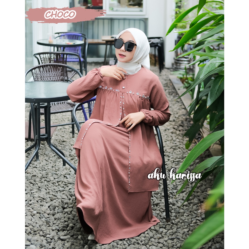 Febrina Dress Ori Aku Karissa - Gamis Crinkle Payet