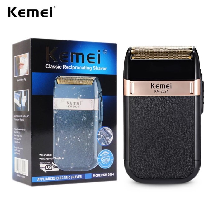KM-2024 ALAT CUKUR JENGGOT WATERPROOF MESIN CUKUR JENGGOT KEMEI