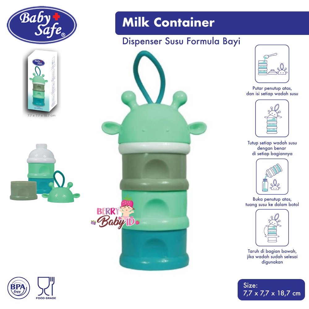 Baby Safe Milk Container 3 Tingkat Dispenser Wadah Susu Formula Bayi Berry Mart