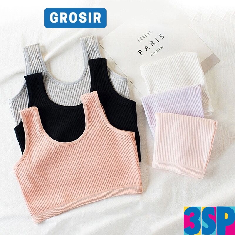 3SP | UWR74 Miniset Remaja Pakaian Dalam Tanktop Crop Anak Perempuan Fashion Korea