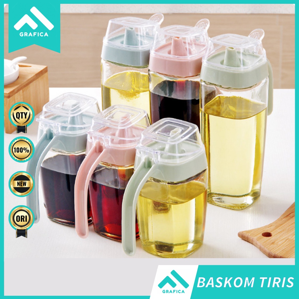 TEMPAT PENYIMPANAN WADAH MINYAK GORENG BOTOL KACA SAOS KECAP SERBAGUNA PALING MURAH / TEMPAT MINYAK 