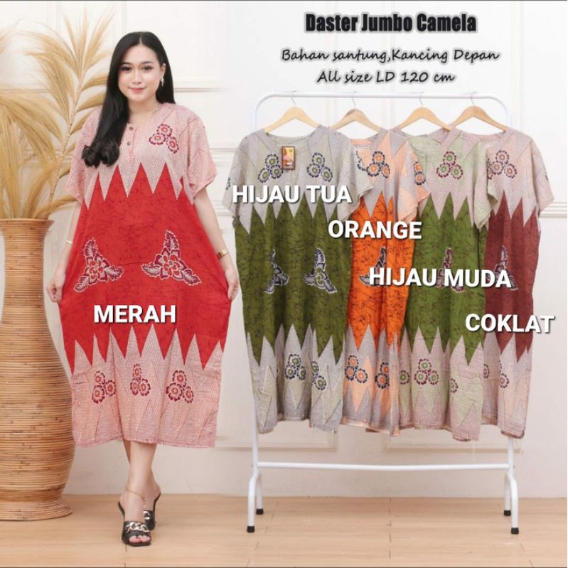 DASTER JUMBO XXL MOTIF BASE CAMILA BUSUI KANCING BUMIL DRESS BAJU TIDUR