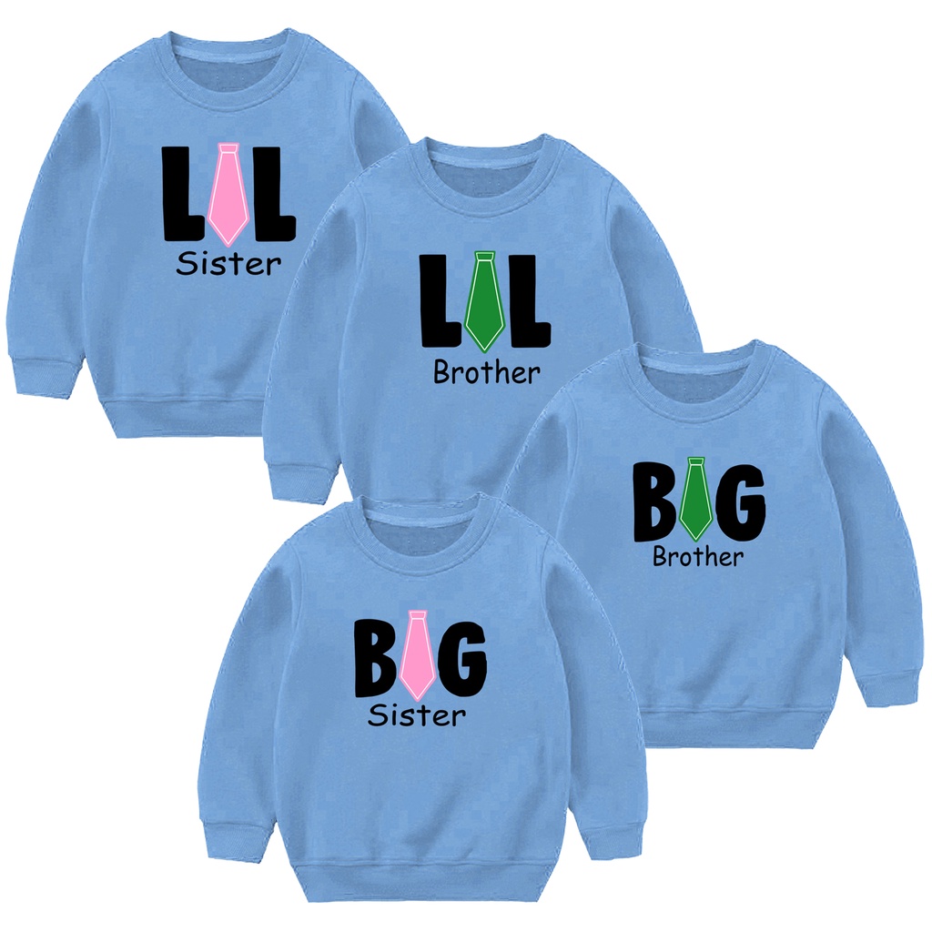Sweater Anak Sweater Couple Sibling tee Series Dasi kerja kembaran Distro 1-10 Tahun Laki Laki Perempuan Unisex Little Sister Big Sister Little Brother Big Brother kaos bro sis kaos brother sister Family Couple T-shirt Glory