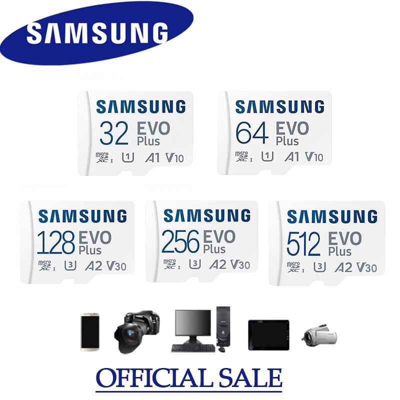 Samsung Memory Card EVO PLUS MicroSDXC Micro SD UHS-I Card Class 10 U3 4K Kartu Memori 32GB/64GB/128GB/256GB/512GB Transfer higga 130MB/S