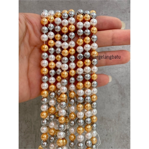 Mutiara Shell Kerang Asli 6mm bahan renceng kalung gelang