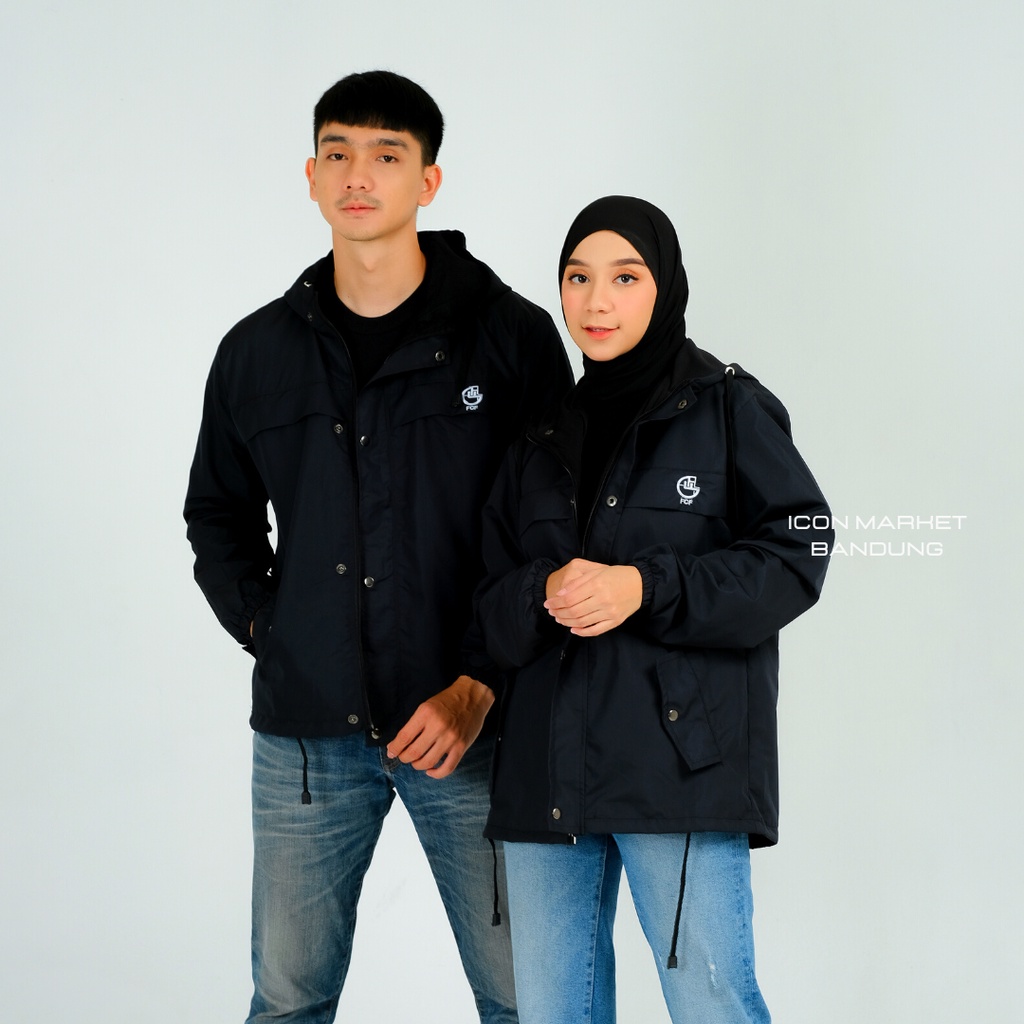 Jaket Couple Waterproof Big size Model Sinai M L XL XXL Original FCF / Jaket Couple Pasangan Kekinian Anti air