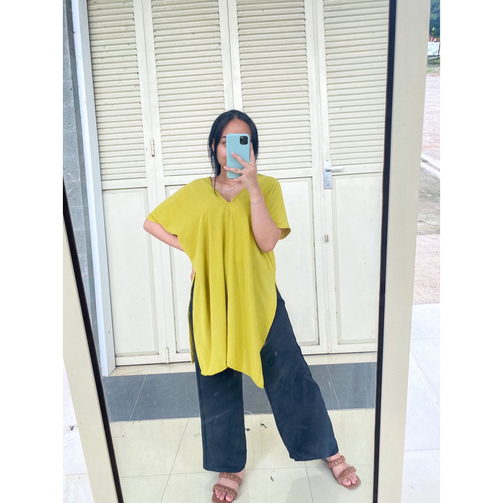 NAGITA LONG SQUARE | ATASAN NAGITA TUNIK WANITA CRINGKEL LONG SQUARE | Nagita Long Square Terbaru Airflow Crinkle Blouse Atasan Big Size Wanita Oversized Top Cewek | Korean Style Outfit Kekinian