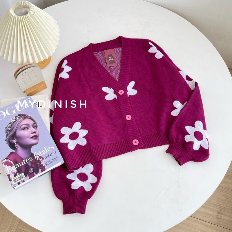 Loly Oversize Cardy - Cardigan Wanita Motif Flower