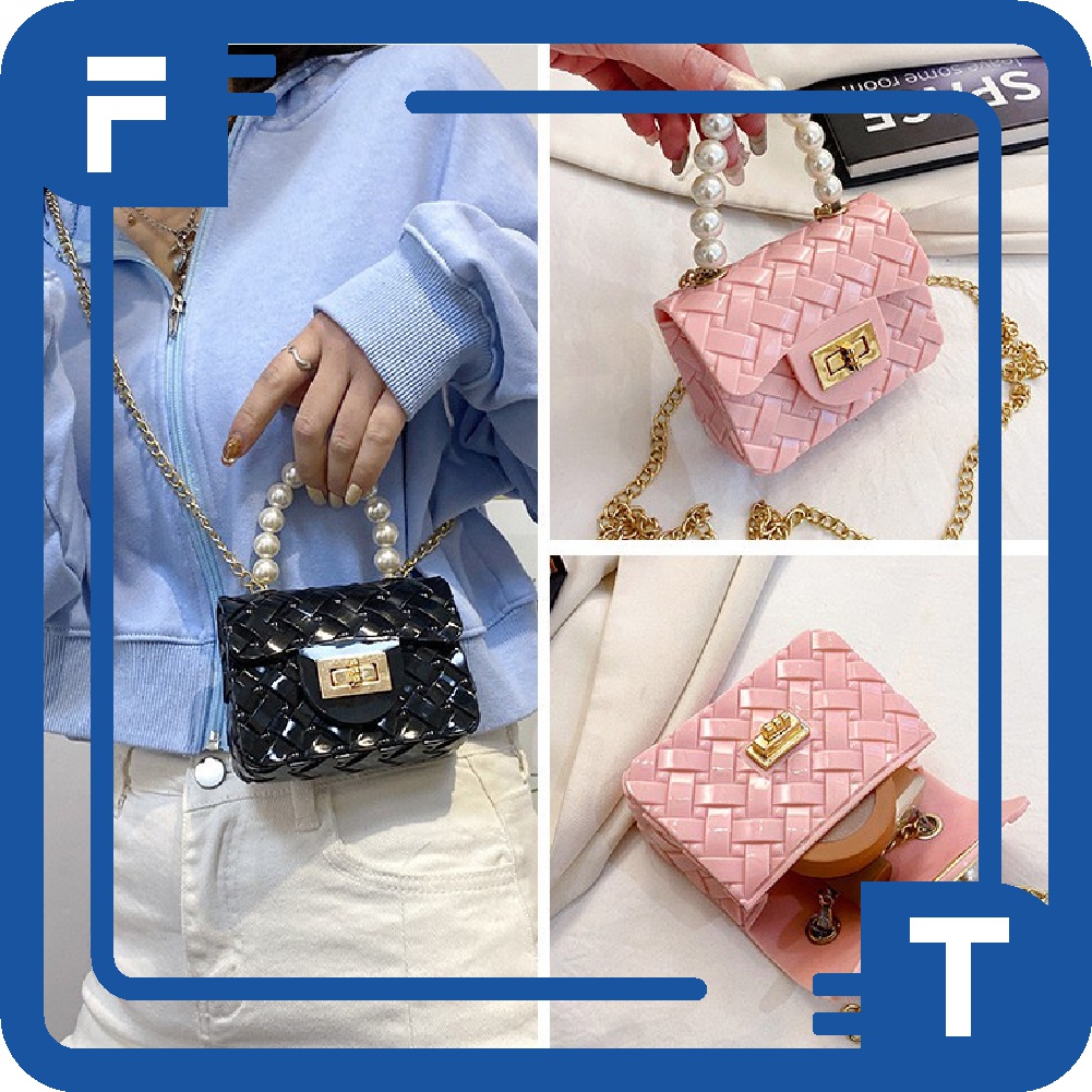 ✦FT✦ TAS IMPORT JAKARTA JELLY MUTIARA JELLY MINI ANYAM W164