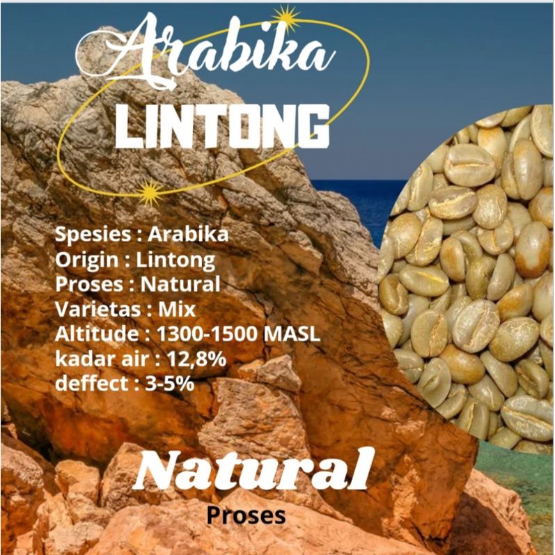

green Bean / biji kopi Arabika Lintong natural proses 1kg