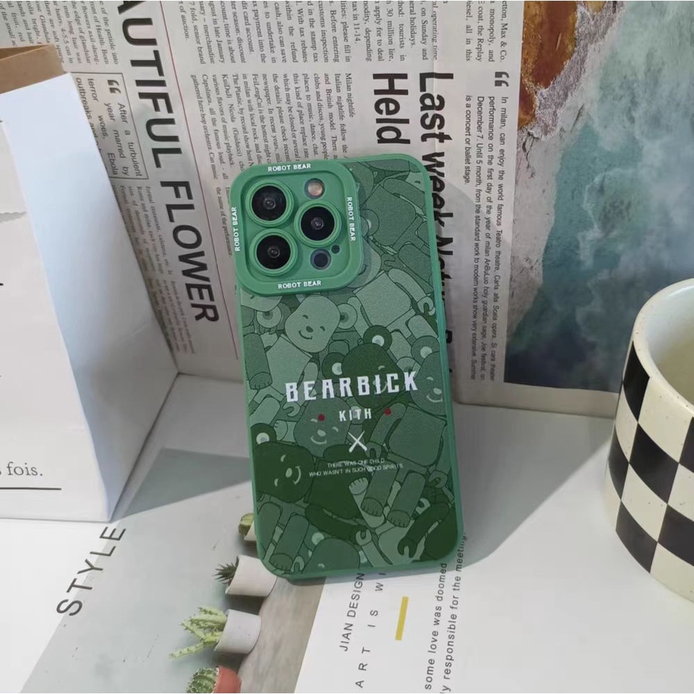 Ins Casing iPhone 14 14pro 14Plus 14prm 13 13pro 13prm 11 7Plus 8Plus Xr XS 12pro Max Motif Beruang Hijau Biru