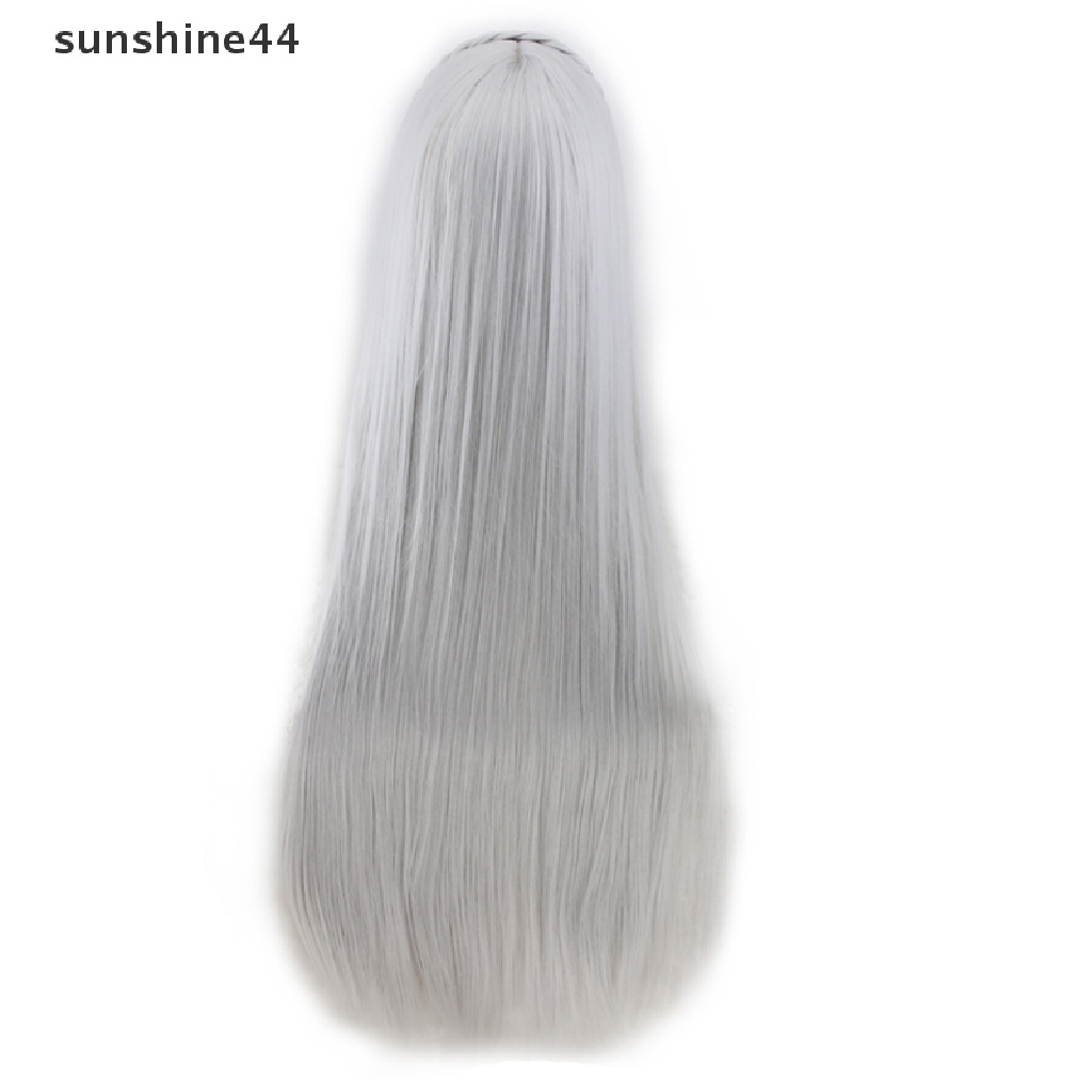 Sunshine Wig / Rambut Palsu Panjang + Lurus Model Karakter Kartun Anime Emilia Warna Putih Untuk Cosplay