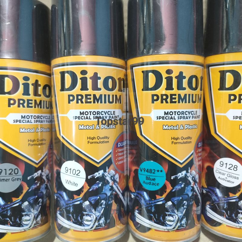 Pilok Cat Diton Premium Paket Komplit 4 Kaleng Orange Blue Audace Biru 9482 Primer Grey 9120 White 9102 Clear Gloss 9128 400cc Pilox Paketan Cat Semprot Special Spray Paint