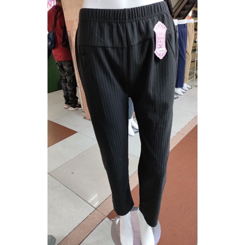 Celana Import Salur Hitam Terbaru Bahan Cattoon polyester