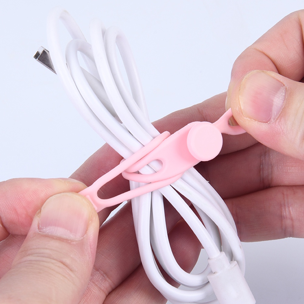 Klip Holder Kabel Data / Charger / Headphone Bentuk Kucing Lucu Bahan Silikon Portable Multifungsi