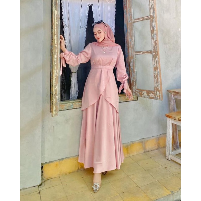 Lissa Dress Silk - gamis satin custom kondangan murah seragam bridesmaid couple