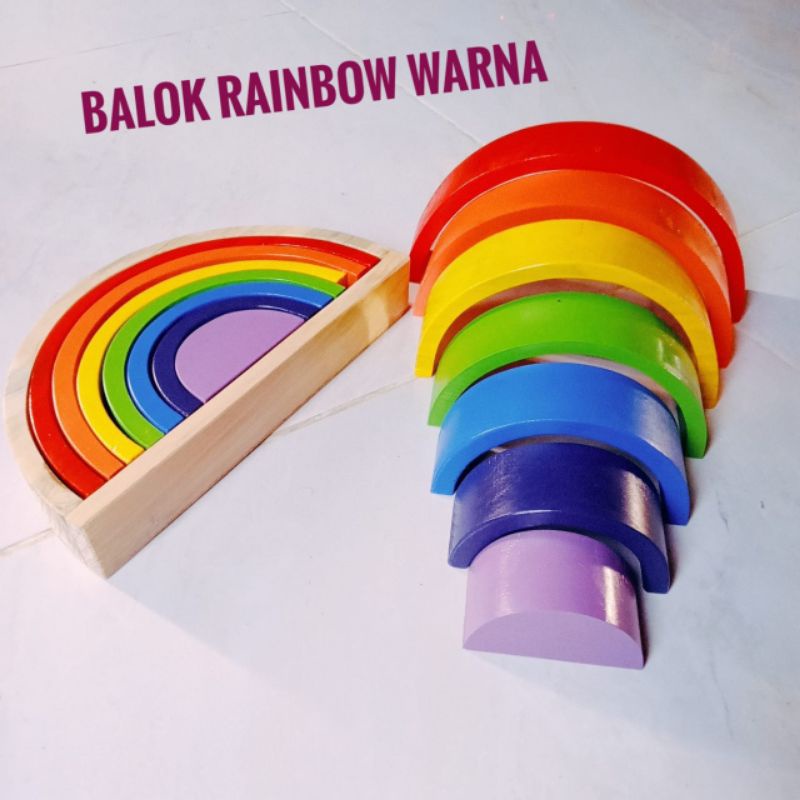 Rainbow block box lengkung_montessori_mainan edukasi
