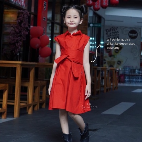 Saoirse's Honami Midi Red Dress - Gaun merah anak perempuan balita