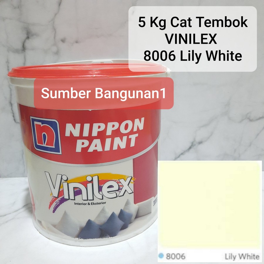 Jual Vinilex 8006 Lili White 5kg cat tembok dinding nippon paint cream Shopee Indonesia
