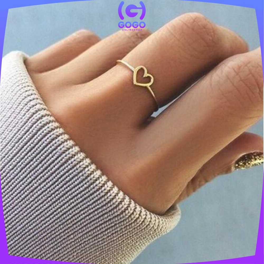 GOGO-K86 Cincin Wanita Diamond Fashion Korea Cincin Bentuk Hati Simple Ring Aksesoris Perhiasan Wanita