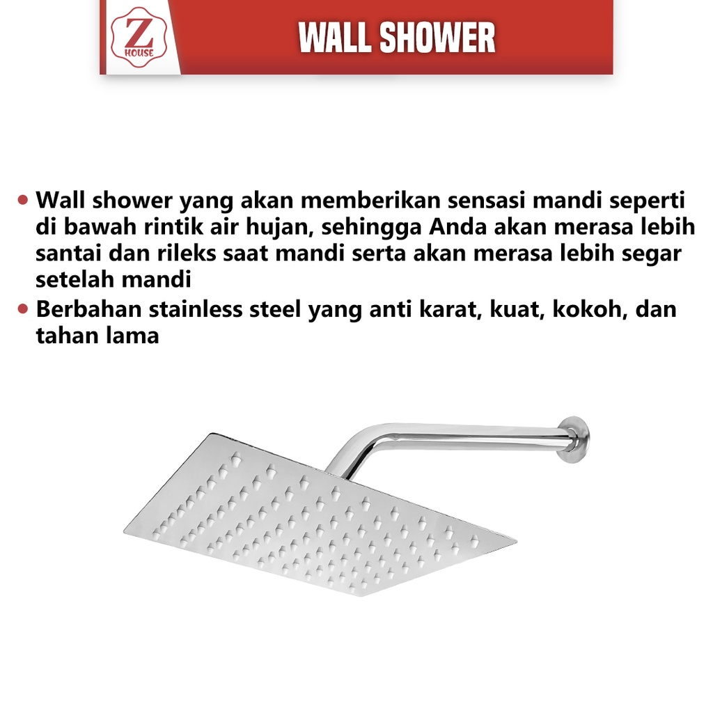 Wallshower Kotak 8&amp;6 Inch Stainless/Shower Tembok/Wallshower Stenlis Dinding/Wall Shower Kotak 8inch