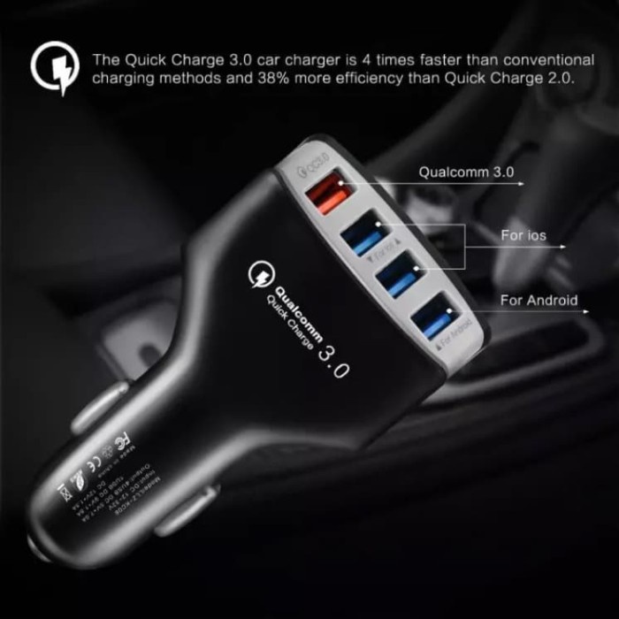 Charger Qualcomm Mobil Fast 4 Usb Qc 3.0 Car Charger Samsung Xiaomi Iphone Hp
