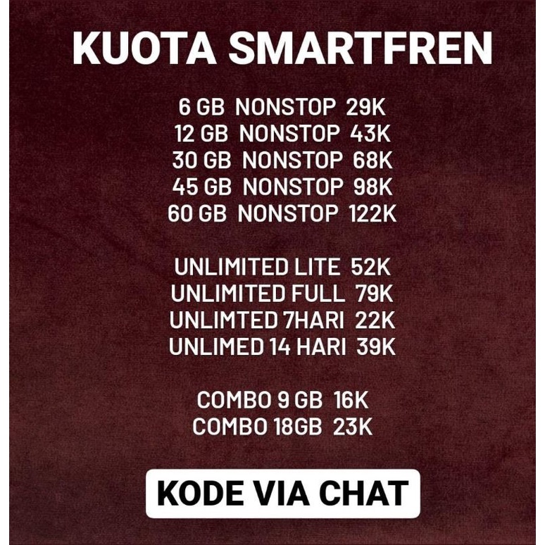 Kuota Data Isi Ulang Smartfren Smart Unlimited 6GB 12GB 30GB 45GB 100GB Reguler 24 Jam